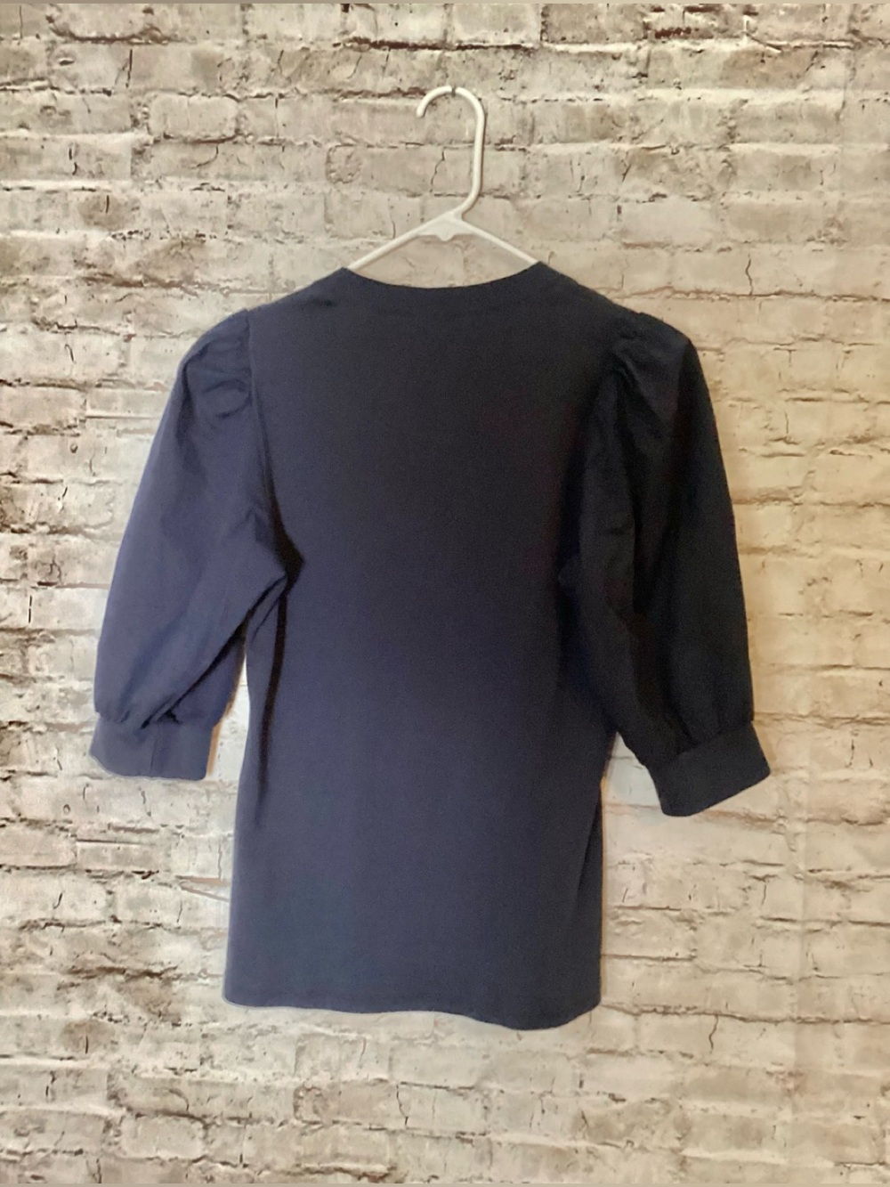 Veronica Beard navy Coralee puffed sleeve top - Picture 6 of 8